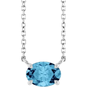 14K White Natural Aquamarine 14K Gold Necklace