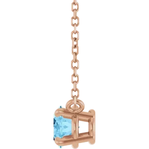 14K Rose Natural Aquamarine 14K Gold Necklace