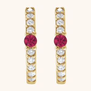 Red Gemstone Earrings in 14K Yellow Gold