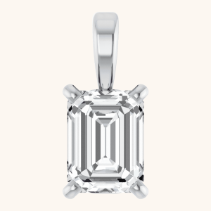 14K White Gold Emerald Diamond Necklace