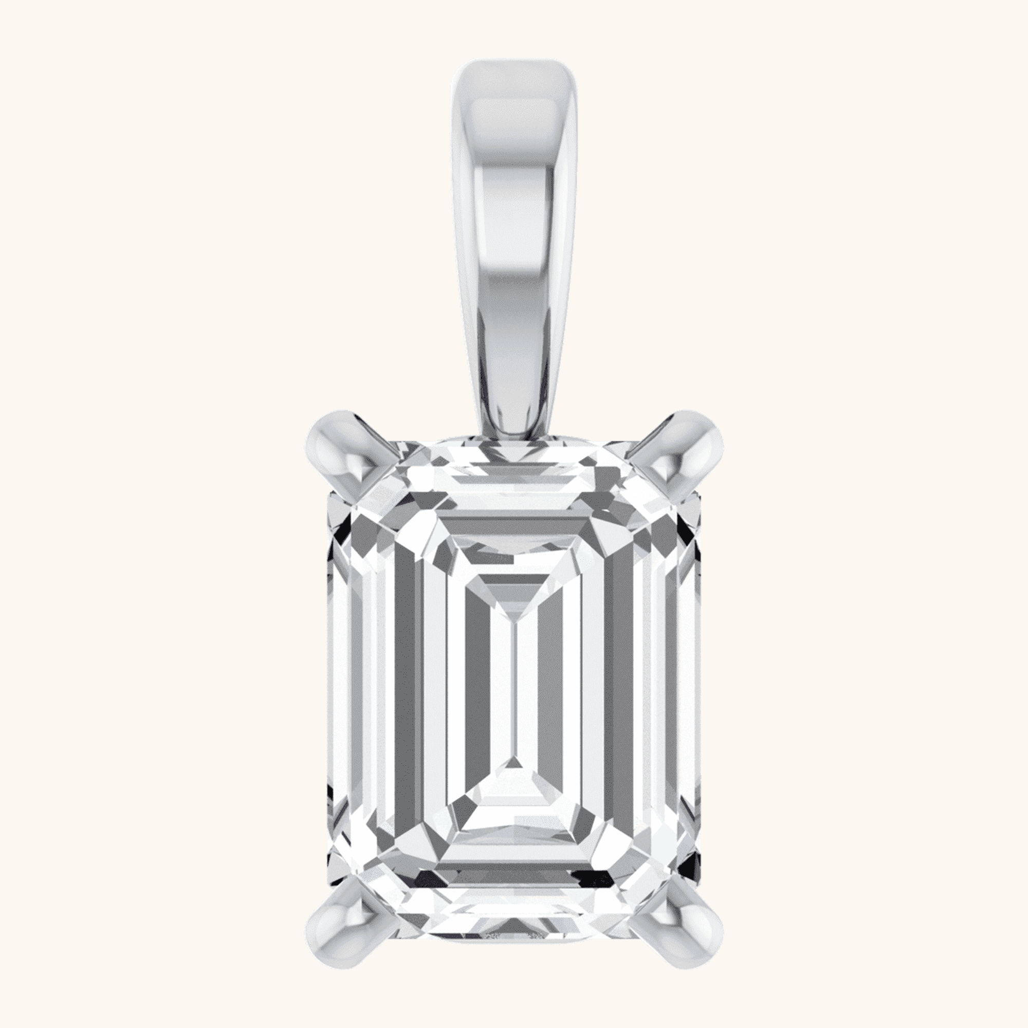 14K White Gold Emerald Diamond Necklace