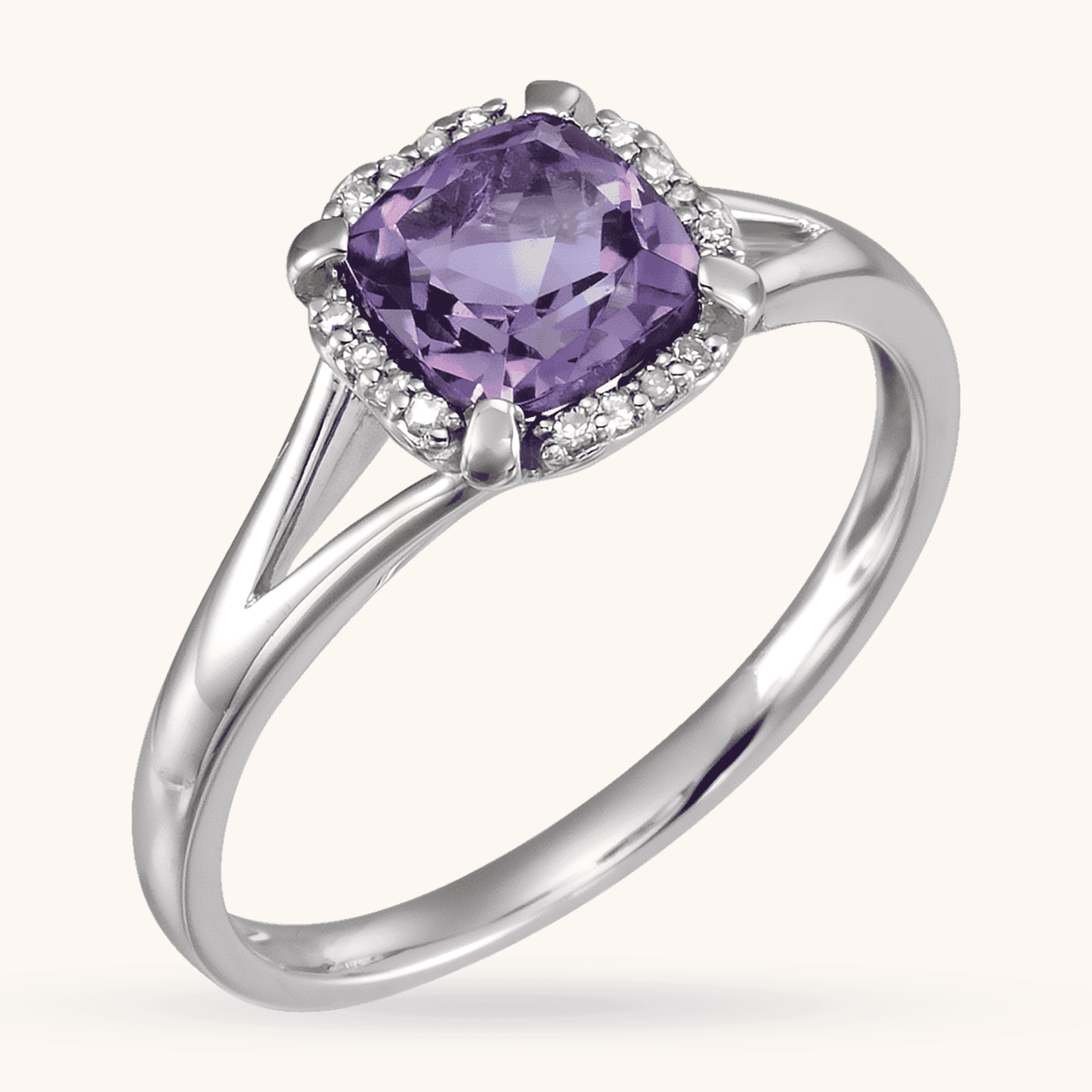 CUSHION AMETHYST Birthstone Ring
