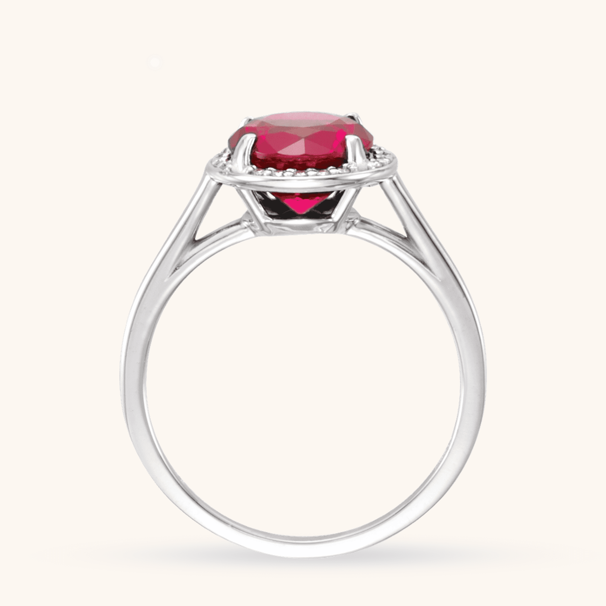 14K White Gold Natural red
