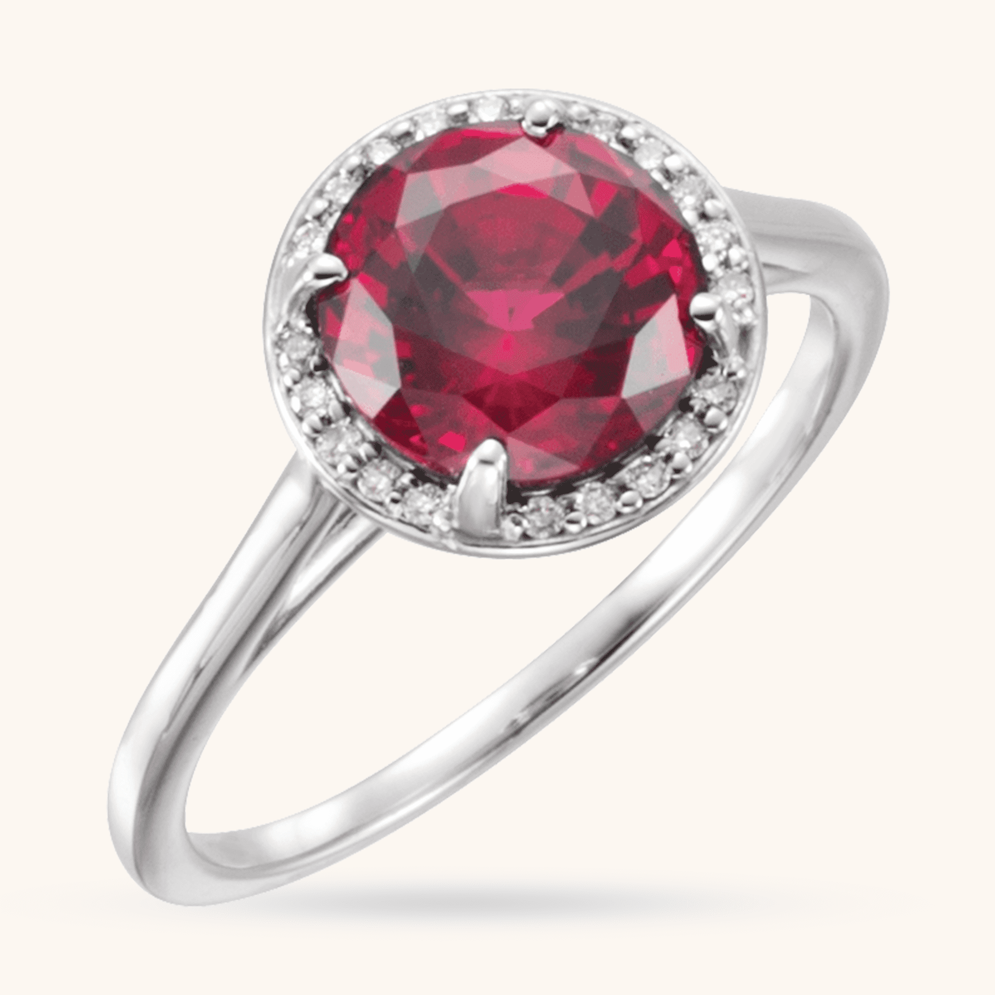 14K White Gold Natural red