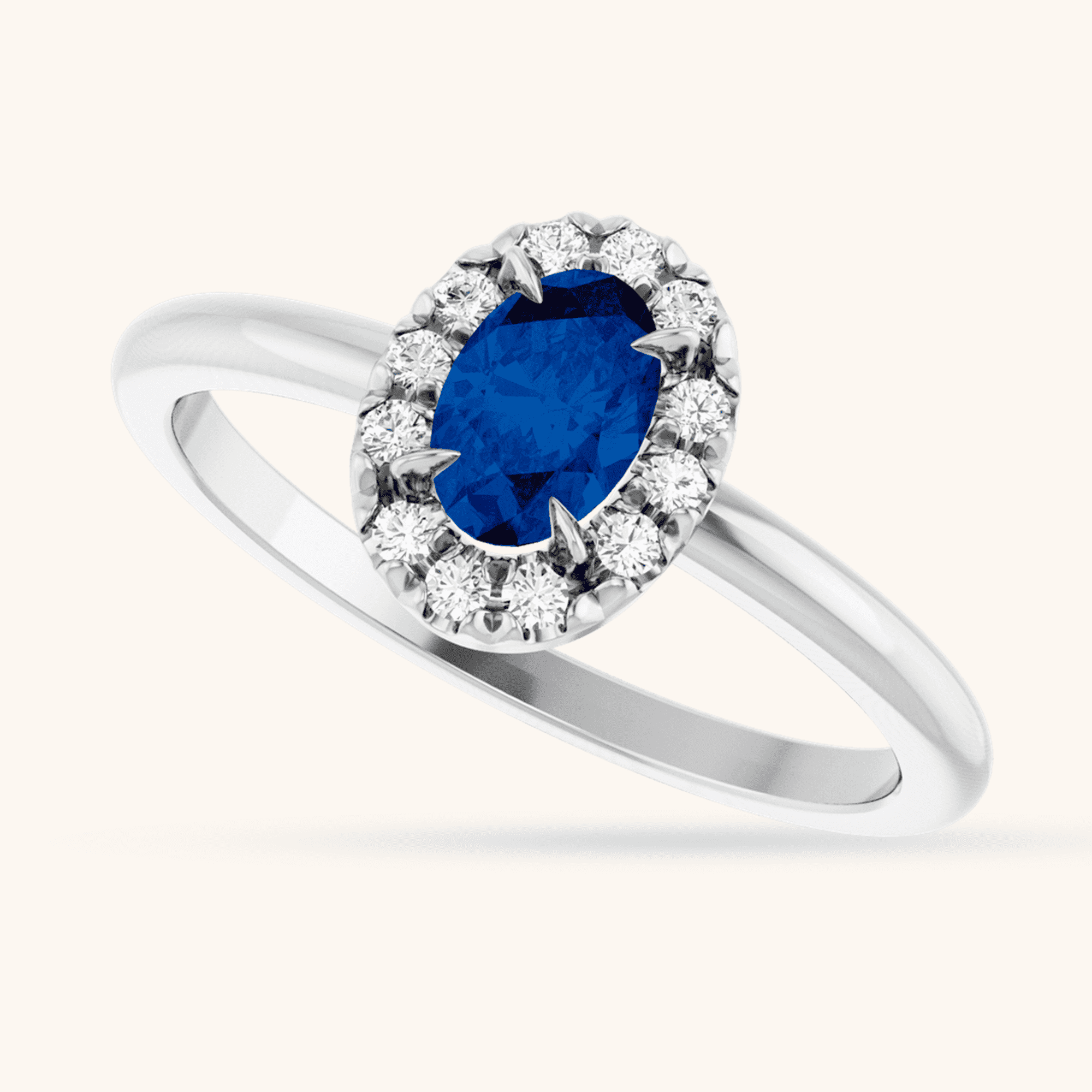 Gold Ring French-Set Halo blue
