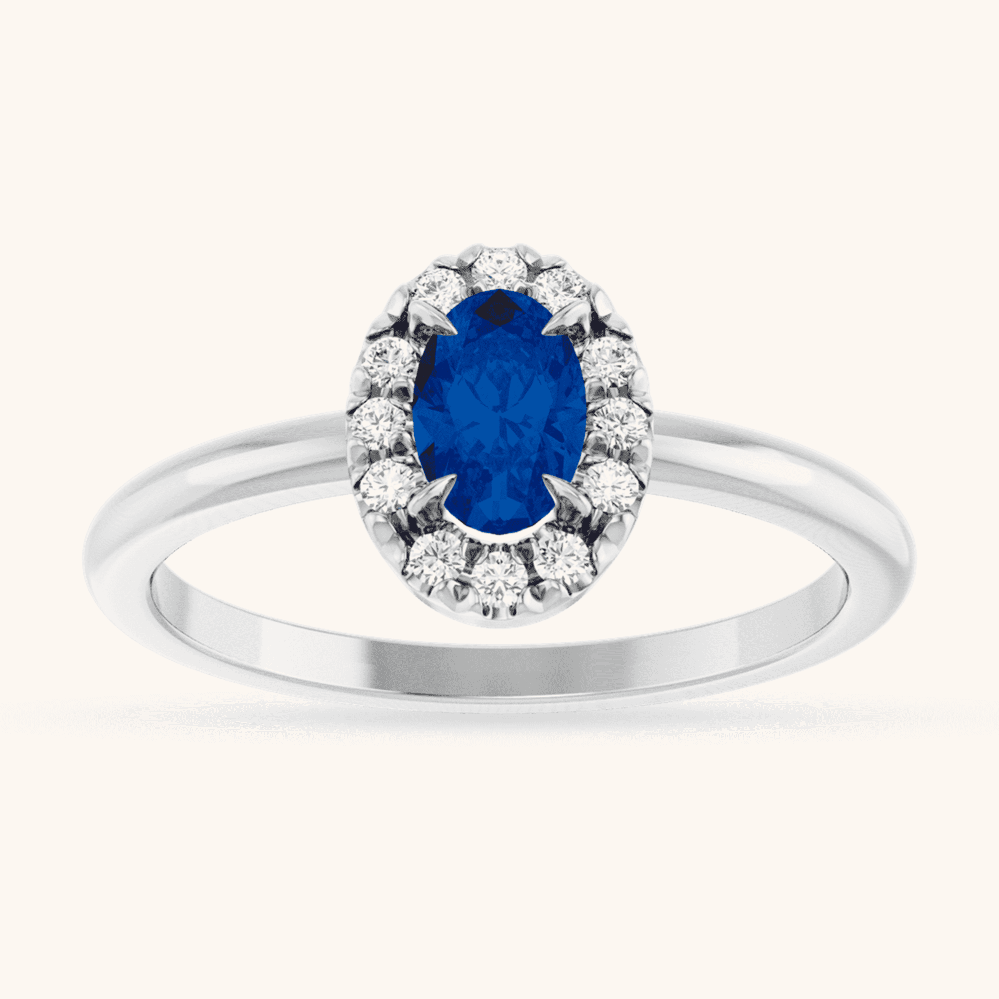 Gold Ring French-Set Halo blue