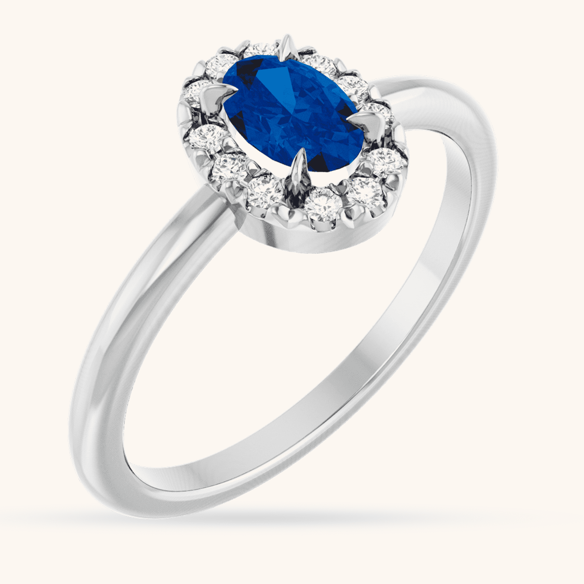 Gold Ring French-Set Halo blue