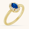 Gold Ring French-Set Halo blue