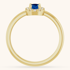 Gold Ring French-Set Halo blue