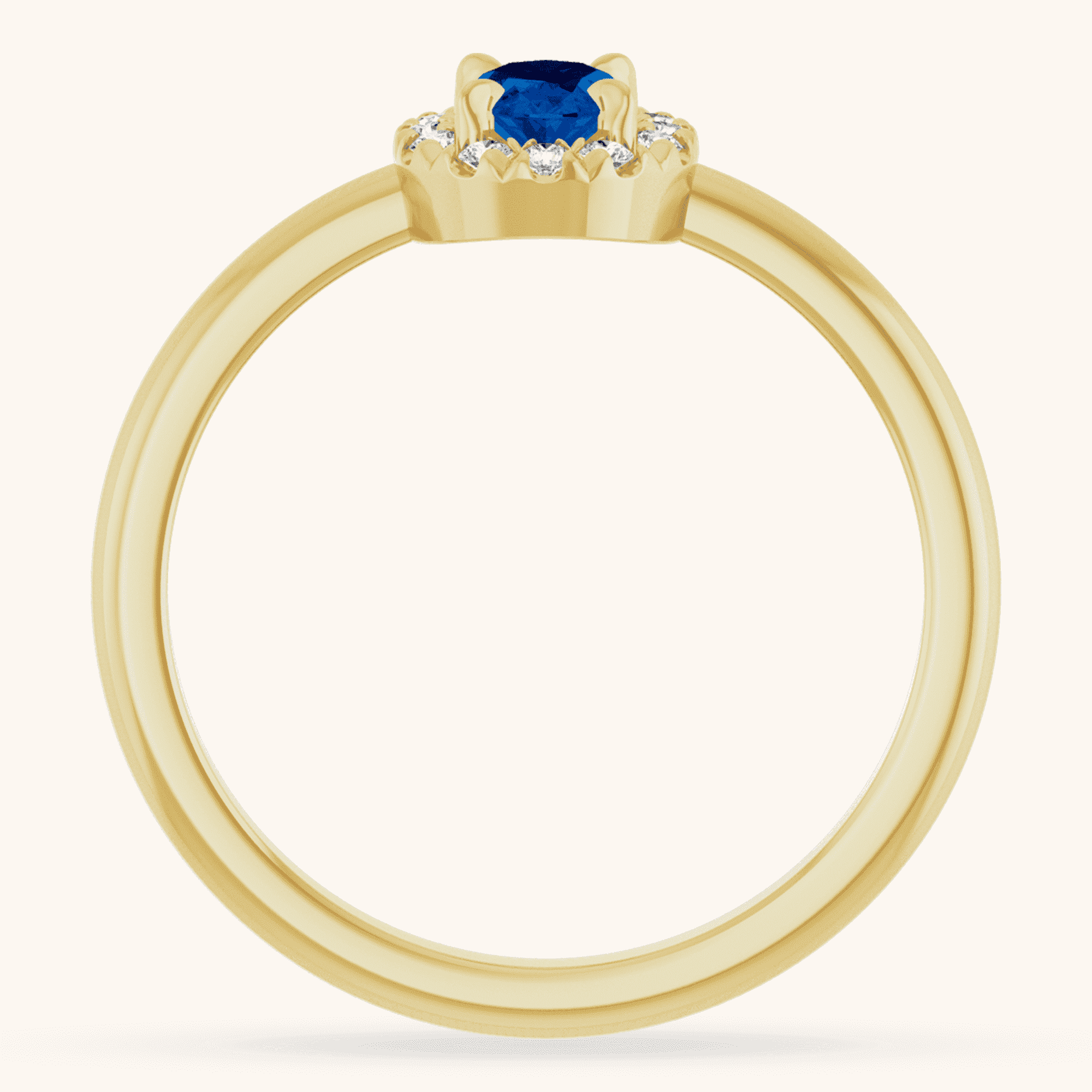Gold Ring French-Set Halo blue