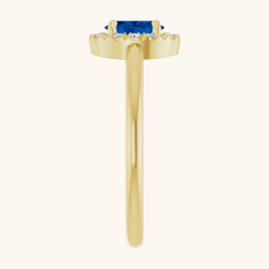 Gold Ring French-Set Halo blue