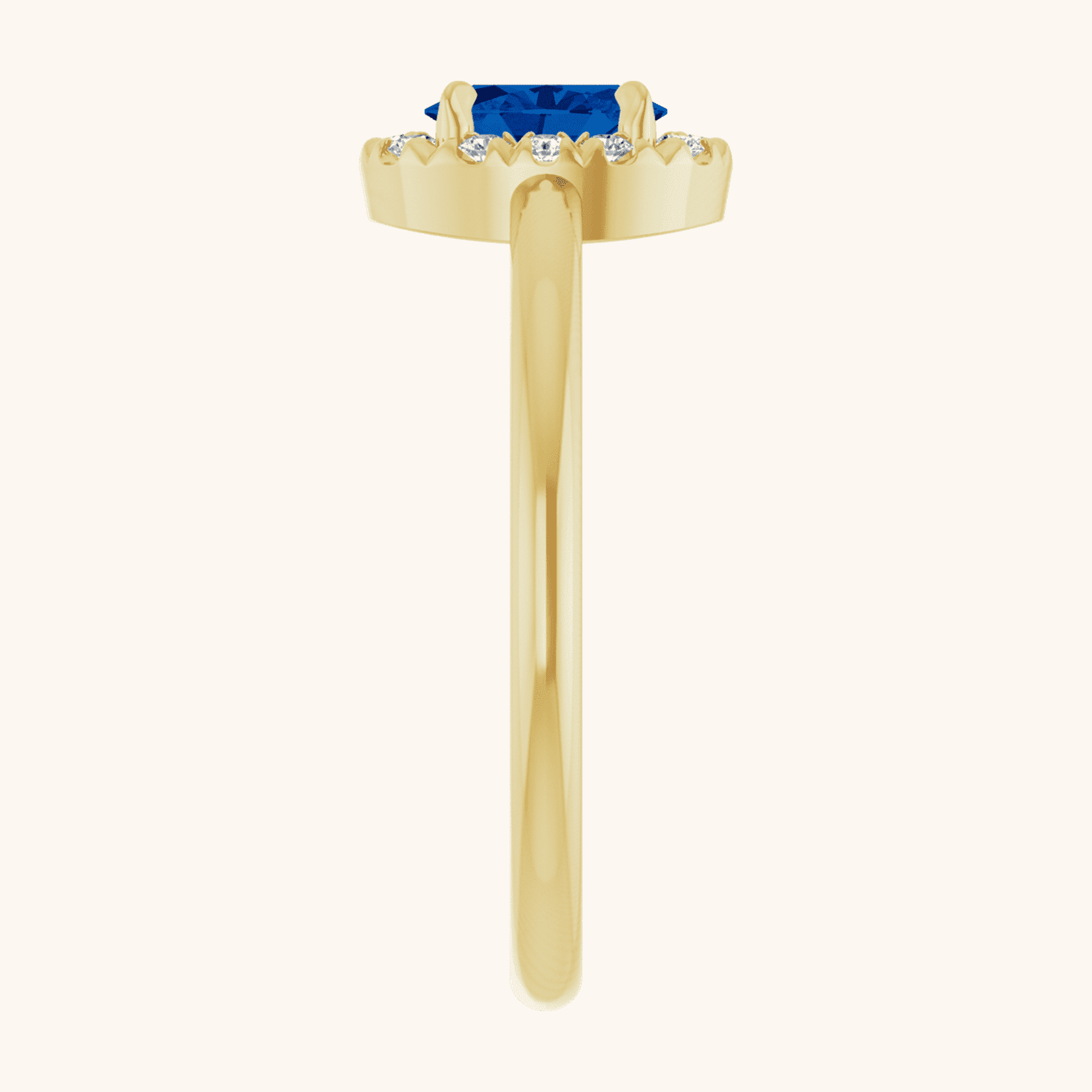 Gold Ring French-Set Halo blue