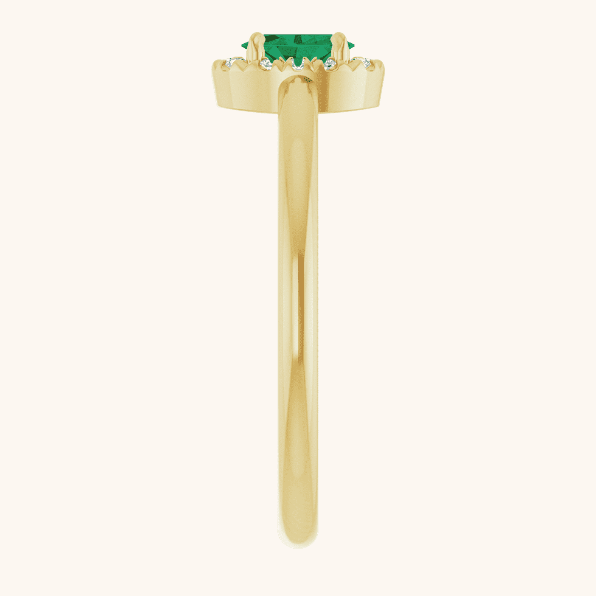 Gold Ring French-Set Halo Green