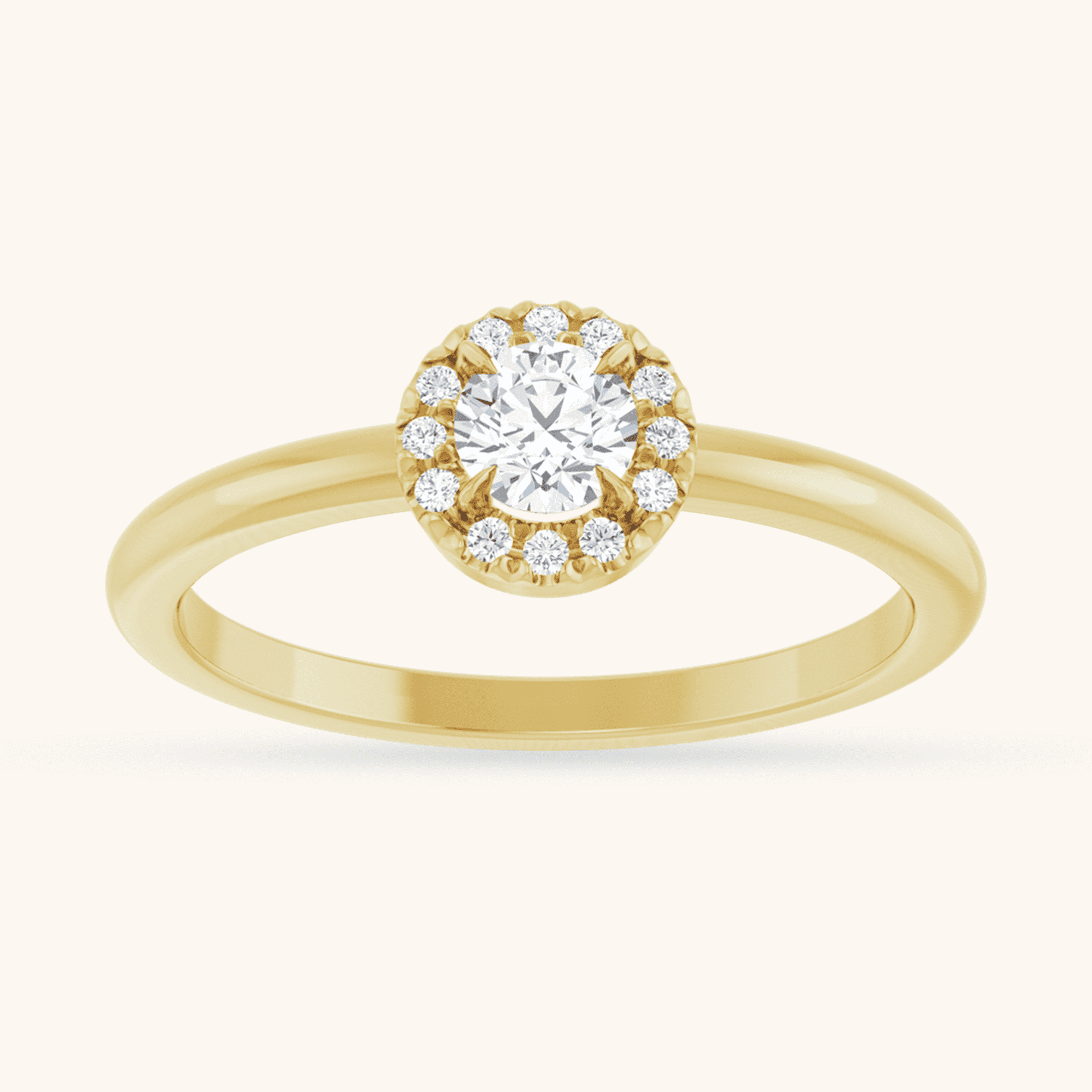 Gold Ring French-Set Halo opal