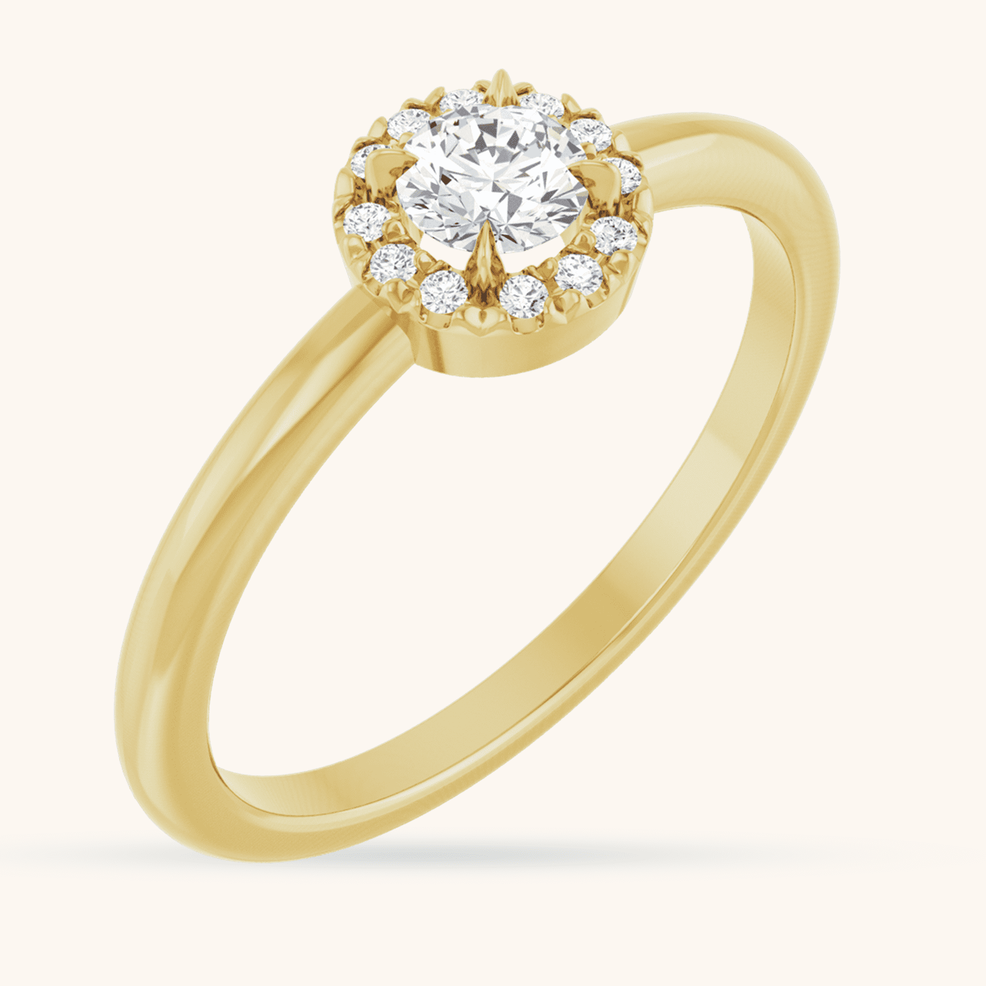 Gold Ring French-Set Halo opal