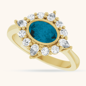 14K Yellow Gold London Blue Diamond ring