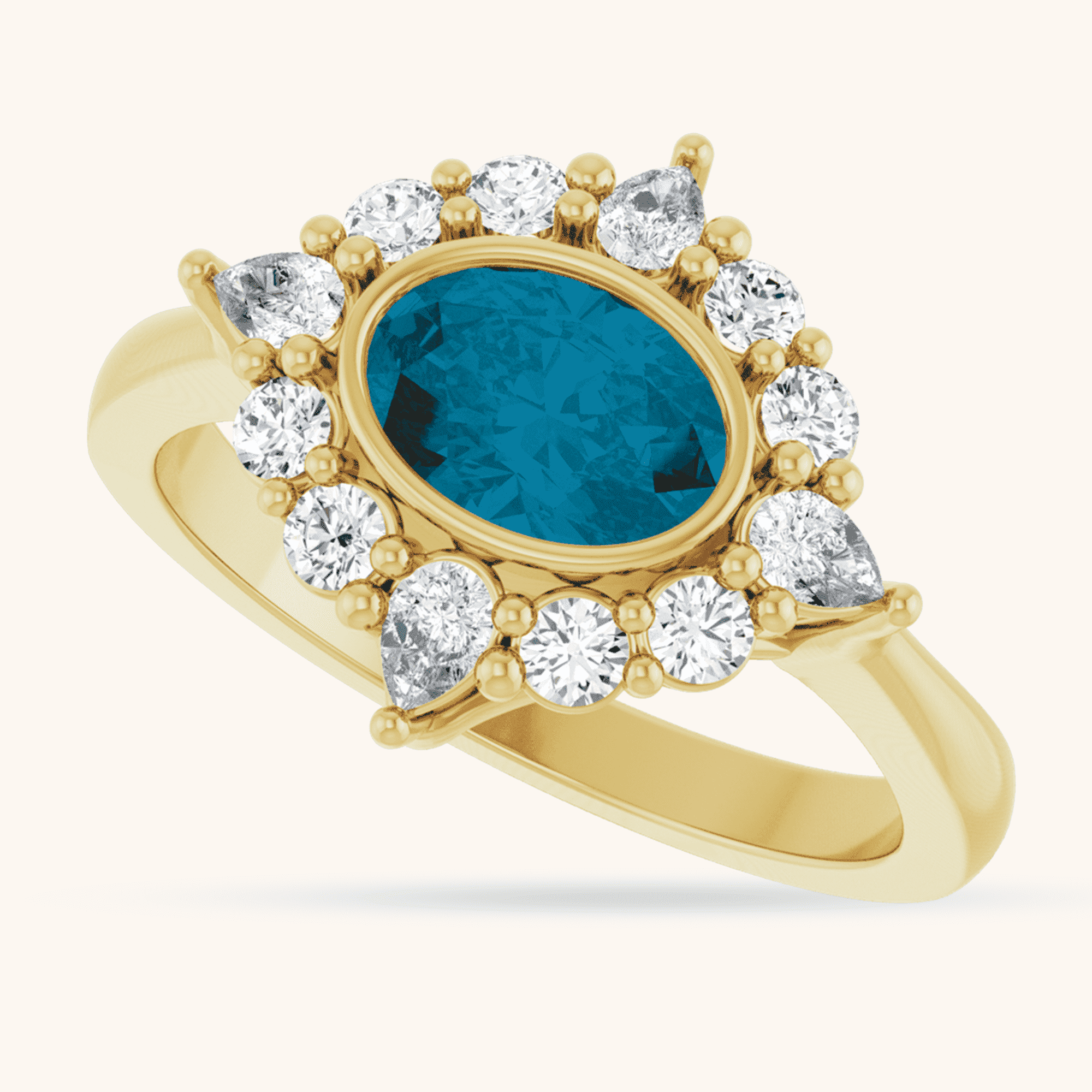 14K Yellow Gold London Blue Diamond ring