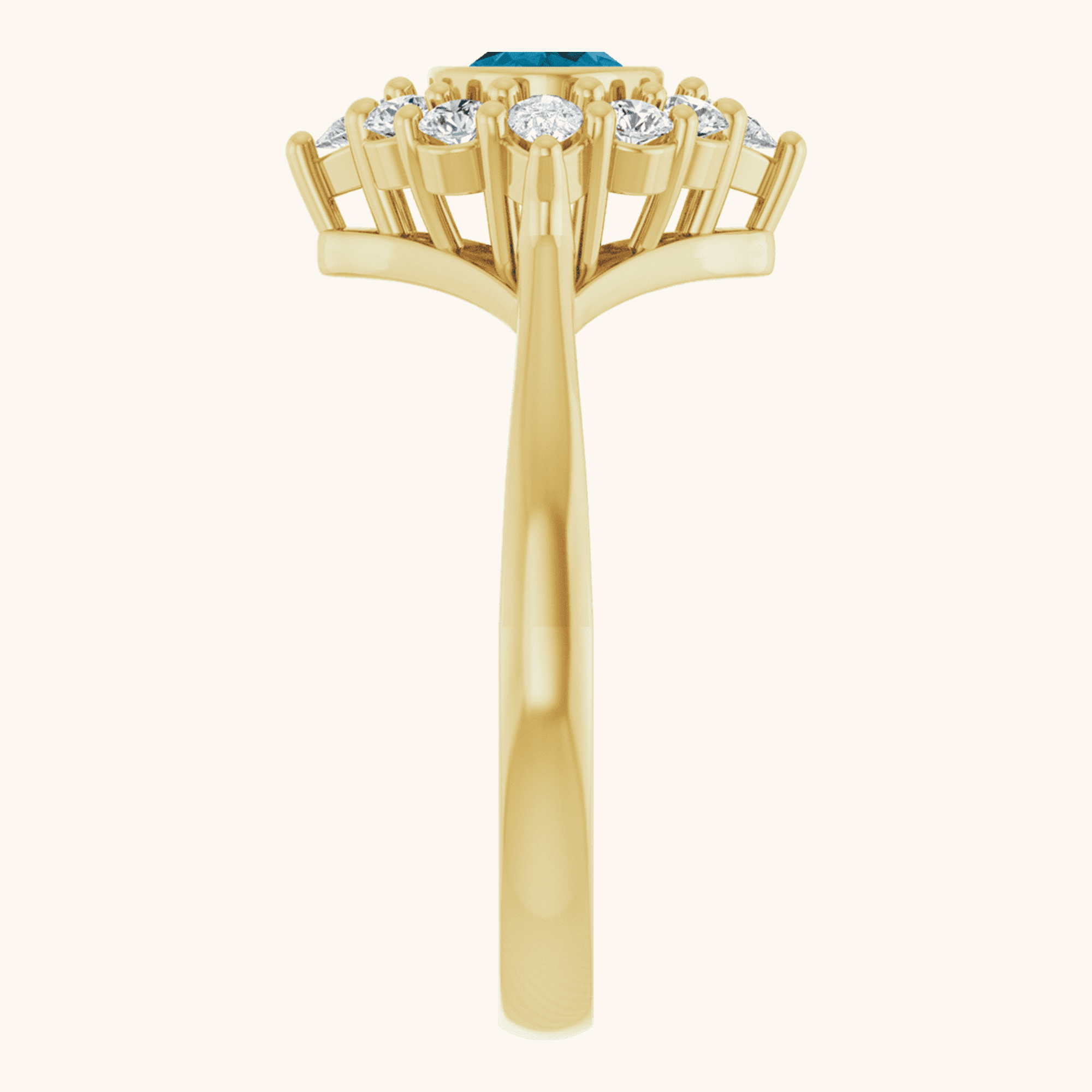 14K Yellow Gold London Blue Diamond ring