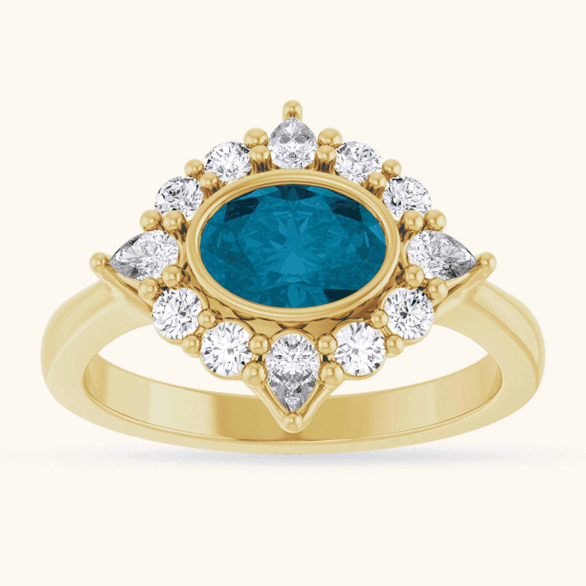 14K Yellow Gold London Blue Diamond ring