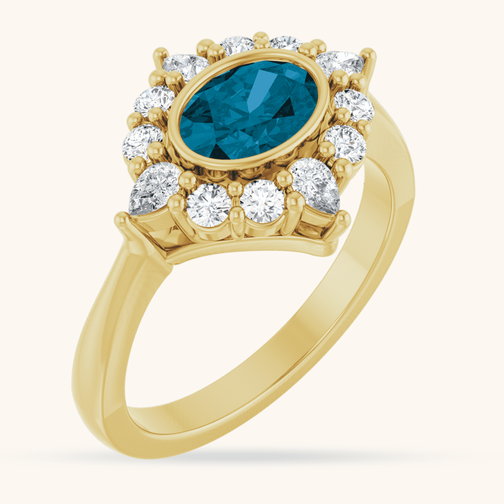 14K Yellow Gold London Blue Diamond ring