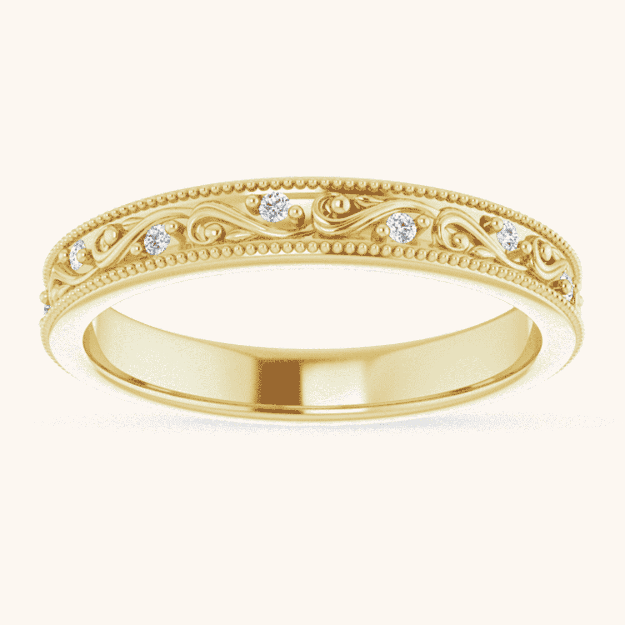 14K Gold Floral Diamond Ring yellow