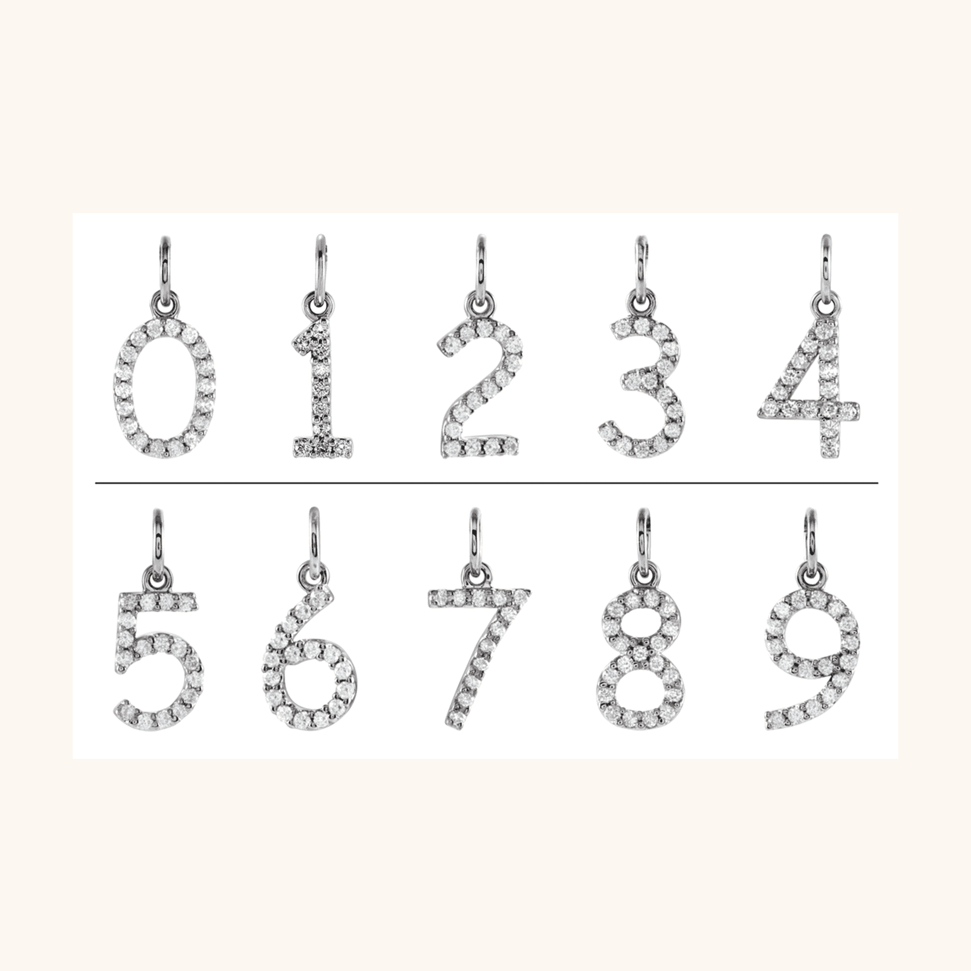 14K White Necklace Numeral Pendant