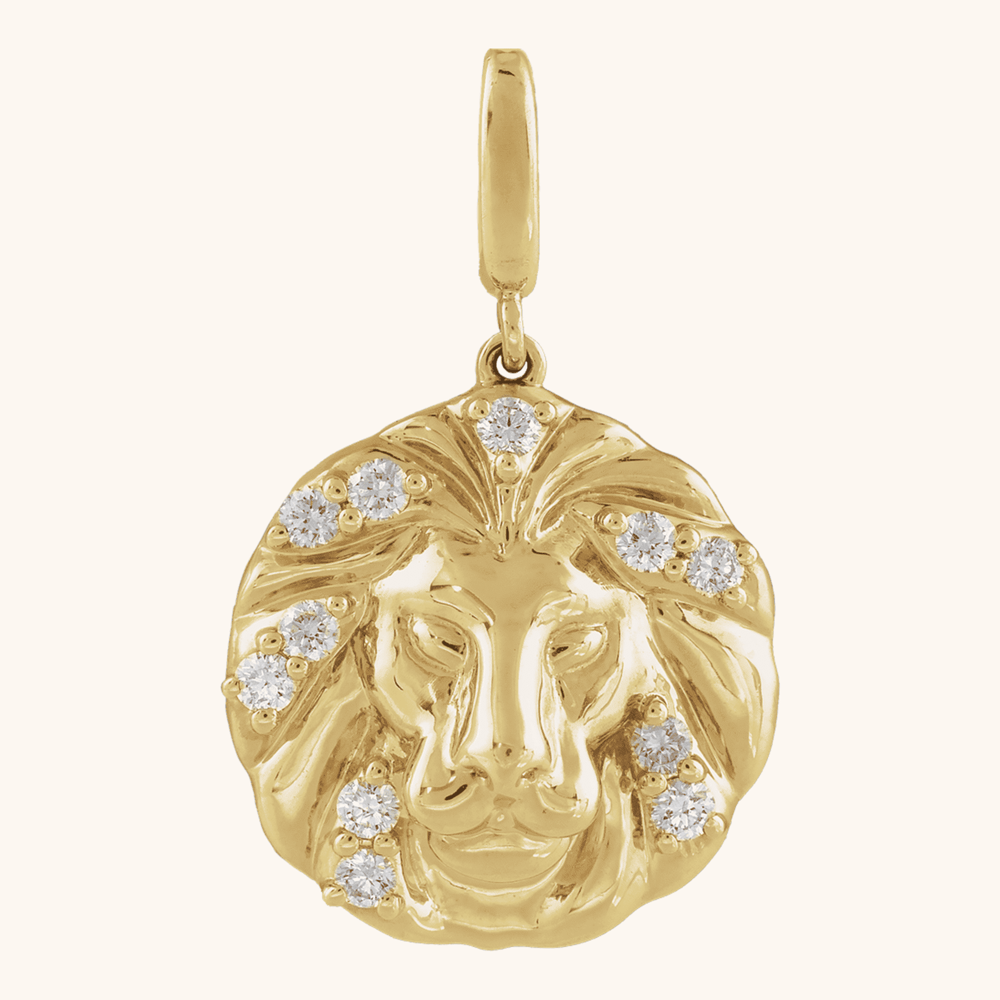 Gold Diamond Necklace Lion Pendant