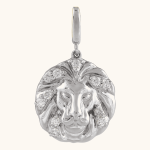 Gold Diamond Necklace Lion Pendant