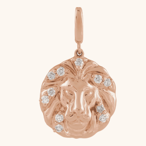 Gold Diamond Necklace Lion Pendant