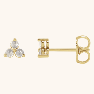 Three-Stone Gold Earrings