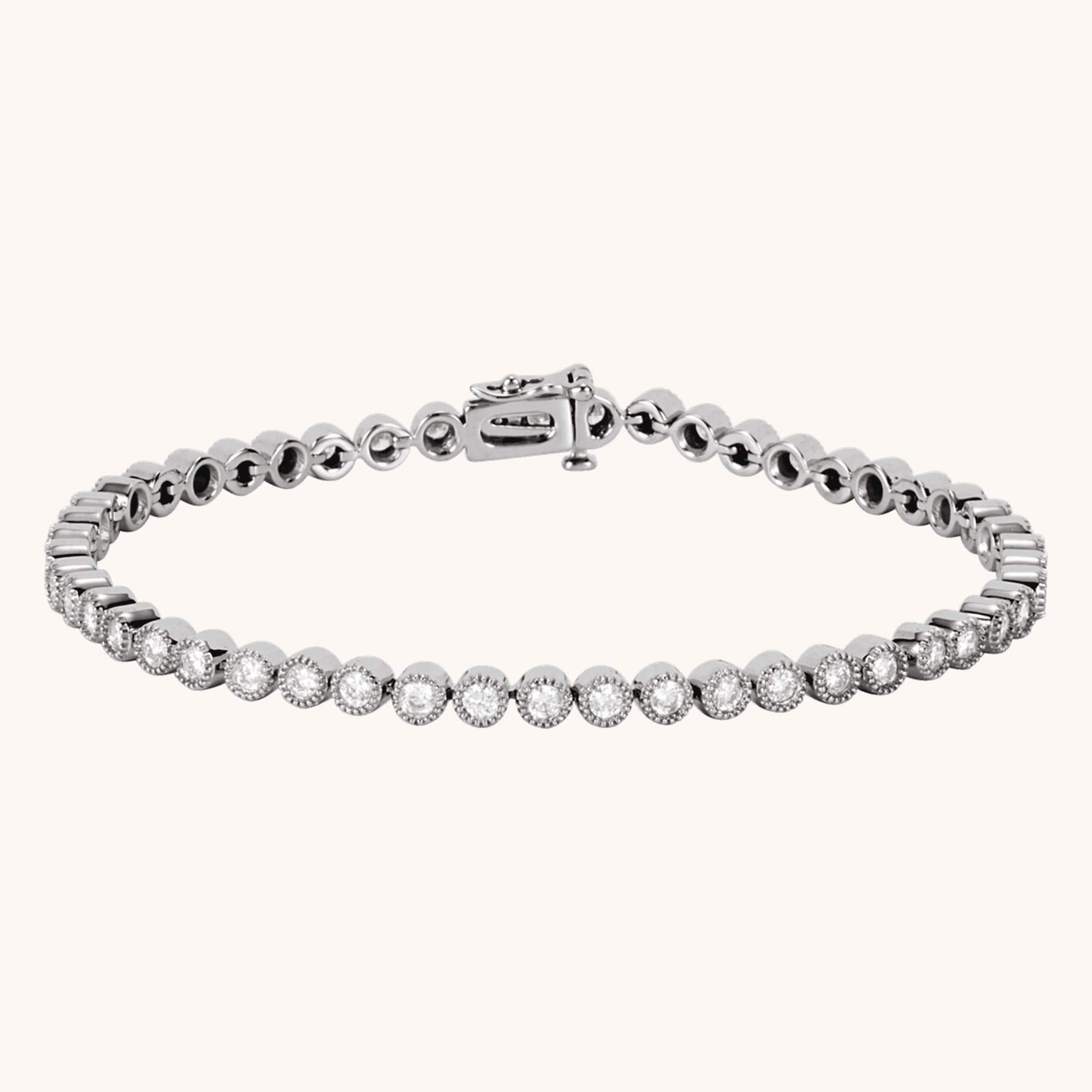 14K White Natural Diamond Line Bracelet