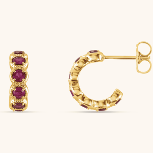 14K Gold Earrings Natural Mozambique Garnet