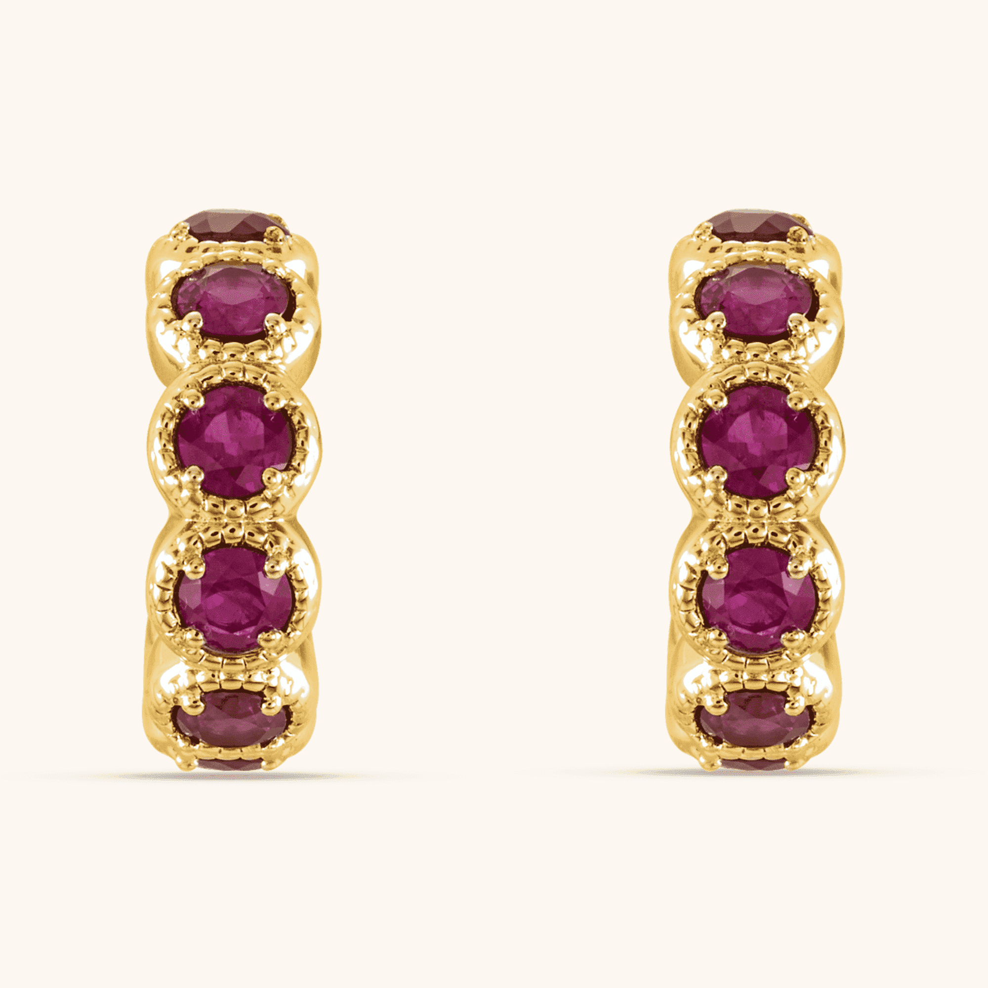 14K Gold Earrings Natural Mozambique Garnet