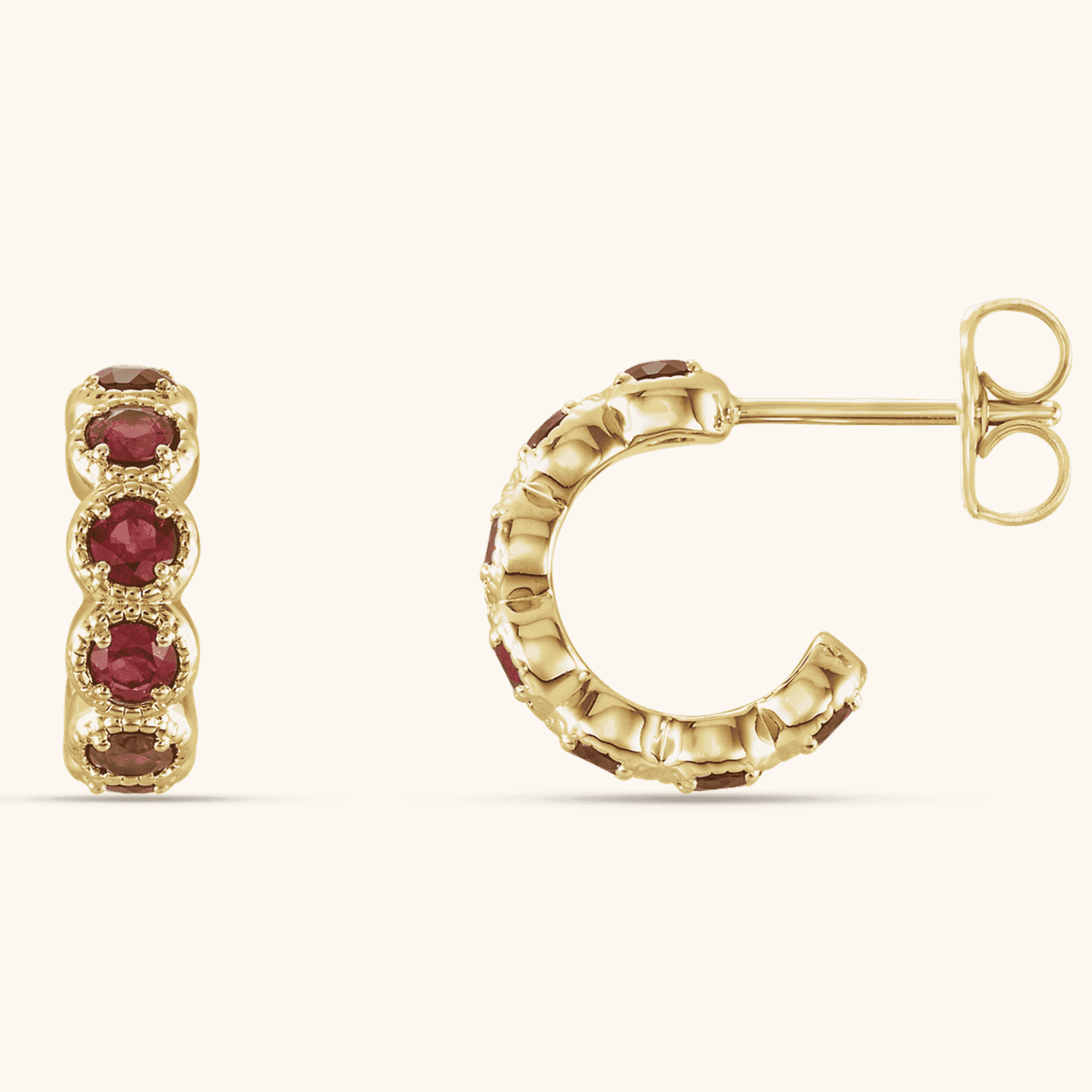14K Gold Earrings Natural Mozambique Garnet