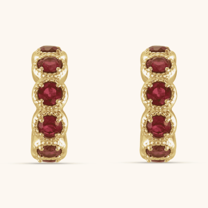 14K Gold Earrings Natural Mozambique Garnet