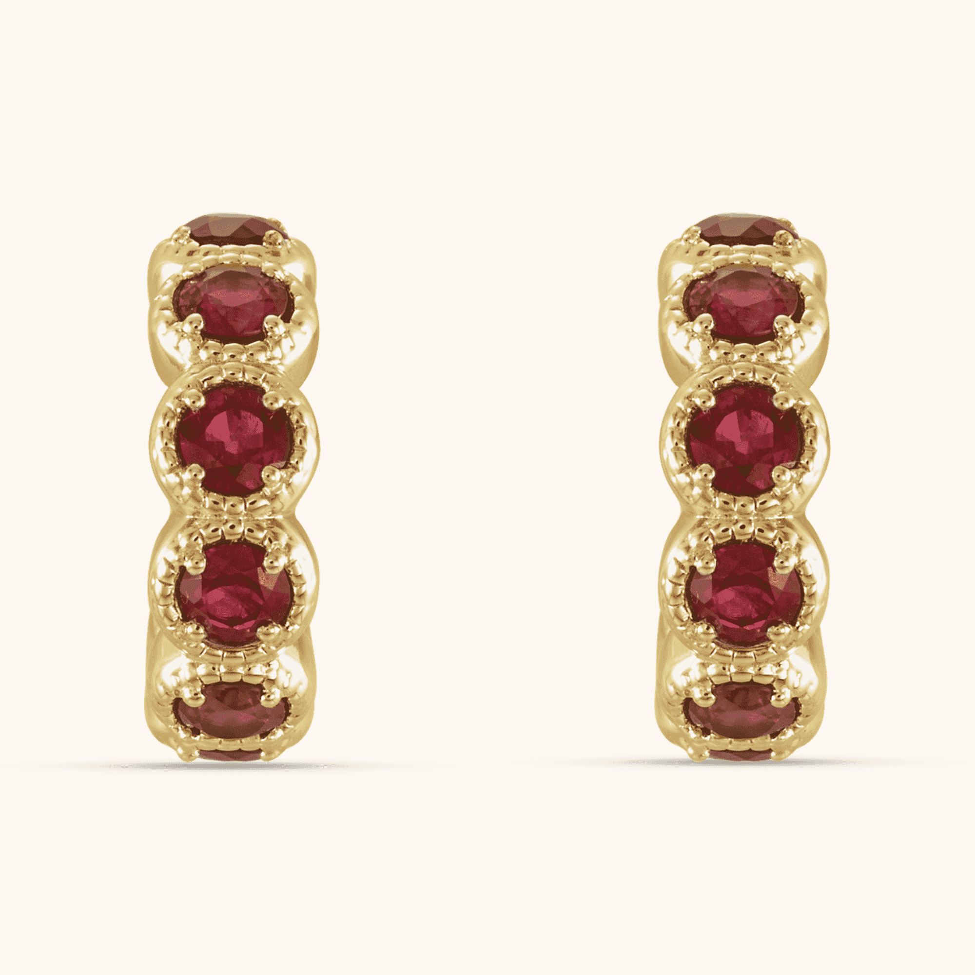 14K Gold Earrings Natural Mozambique Garnet